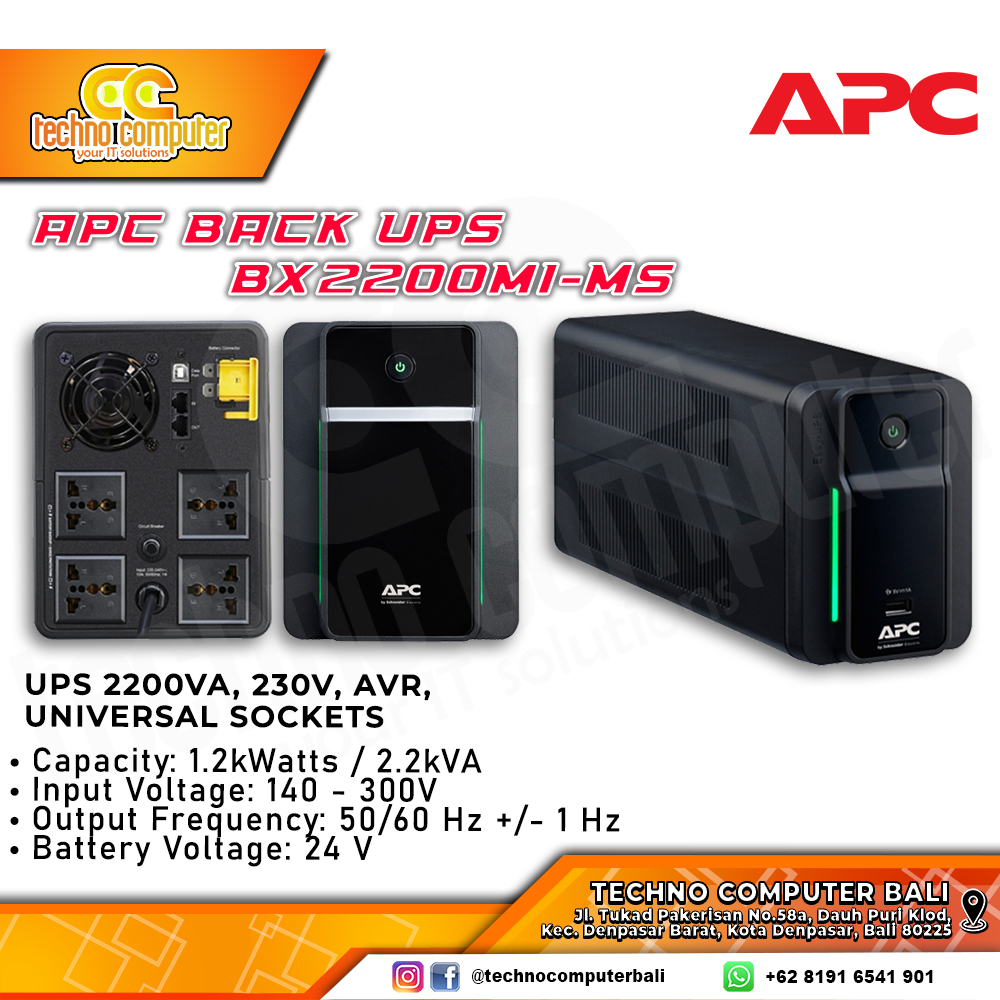 UPS APC Back BX2200MI-MS - 2200VA/1200W
