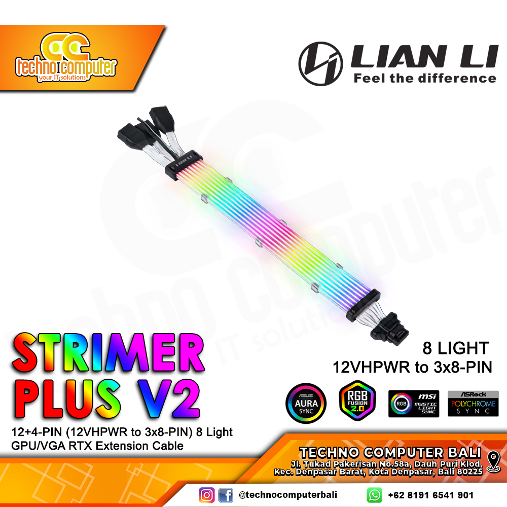 LI AN LI STRIMER PLUS V2 A-RGB 3x8PIN to 12+4-PIN (12VHPWR) 8 Light - GPU/VGA Extension Cable