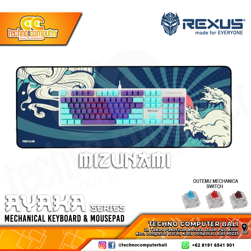 REXUS AYAKA Series Mizunami - Mechanical Red Switch - Gaming Keyboard & Mousepad