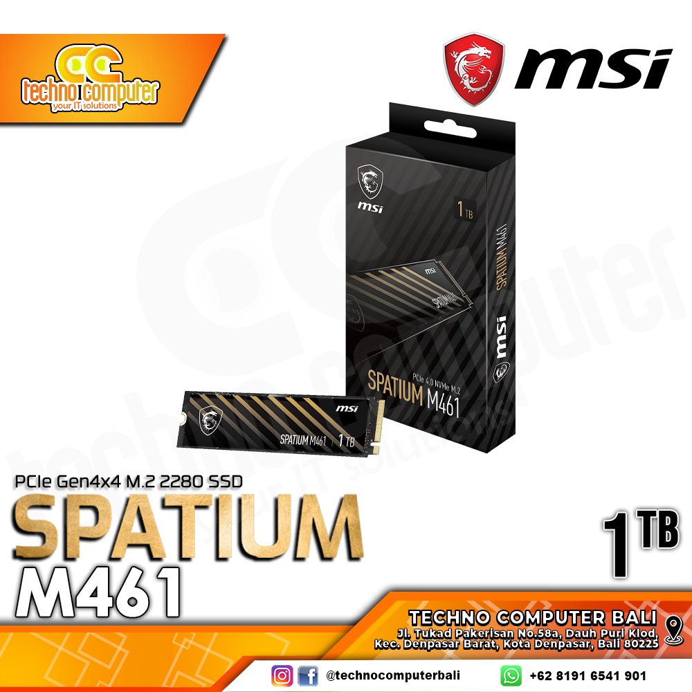 SSD MSI SPATIUM M461 M.2 NVMe 2280 PCIe Gen4 x4 - 1TB