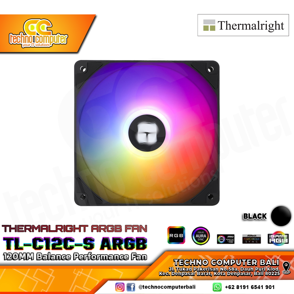 FAN CASING THERMALRIGHT TL-C12C-S ARGB Black - 120mm ARGB PWM Fan Single Pack (BULK PACKAGE)
