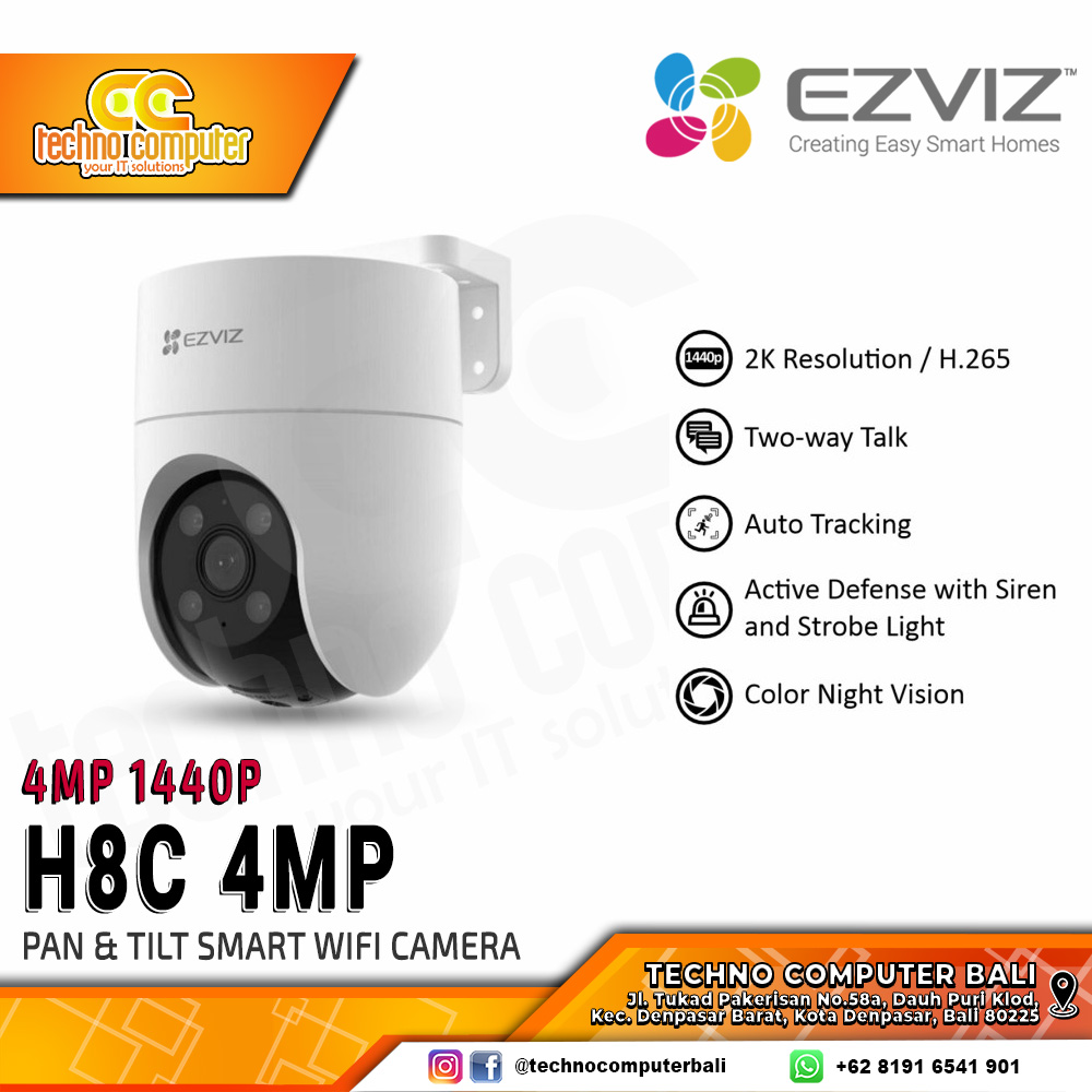 EZVIZ H8C 4MP 2K OUTDOOR Smart Wi-Fi Pan/Tilt IP Camera CCTV