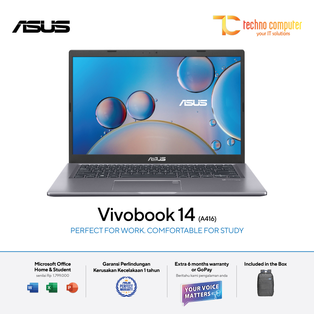 ASUS Vivobook 14 [A416MAO-FHD453] Celeron N4020/RAM 8GB/SSD 512GB/Win11 + OHS 2021