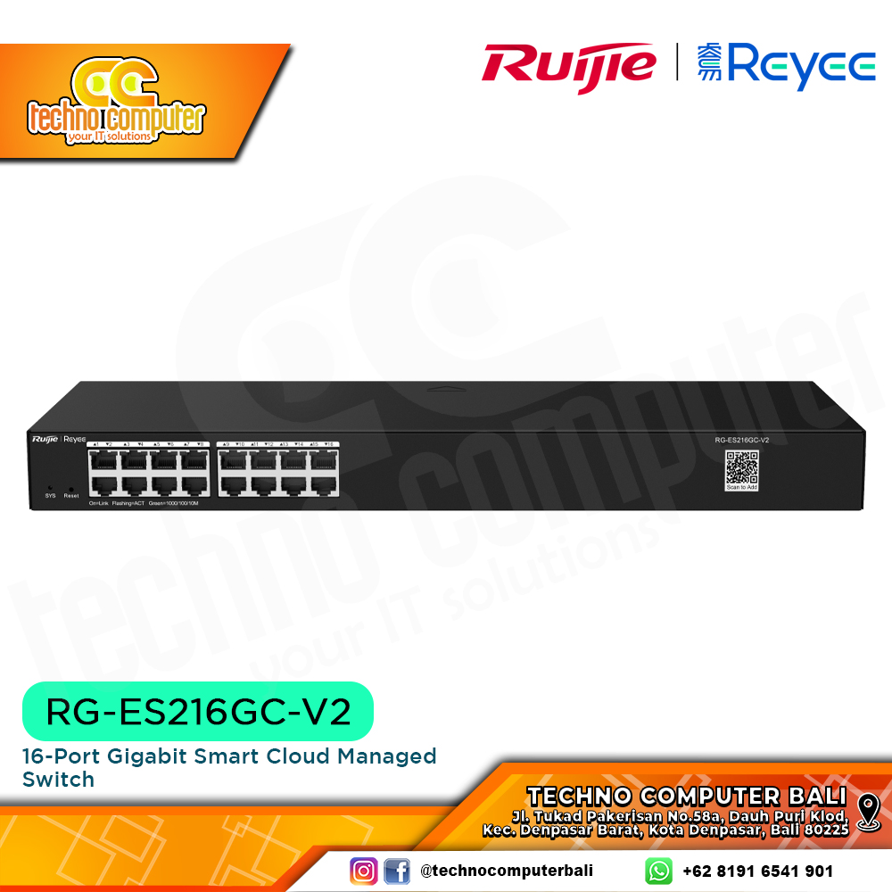 SWITCH POE RUIJIE/REYEE RG-ES216GC-V2 16-Port Gigabit Cloud Managed Non-PoE Switch