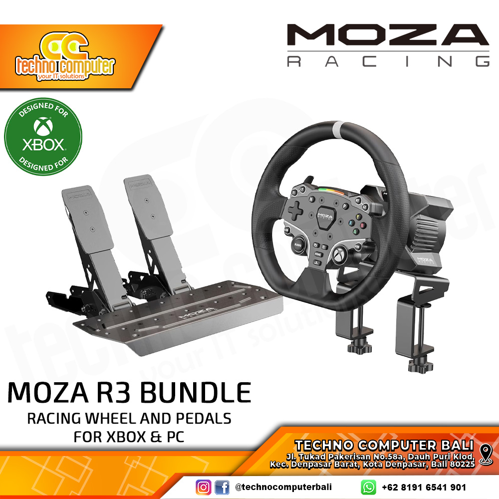 MOZA Racing R3 Direct Drive Steering Wheel and Pedals Bundle for Xbox & PC (2 Pedal)