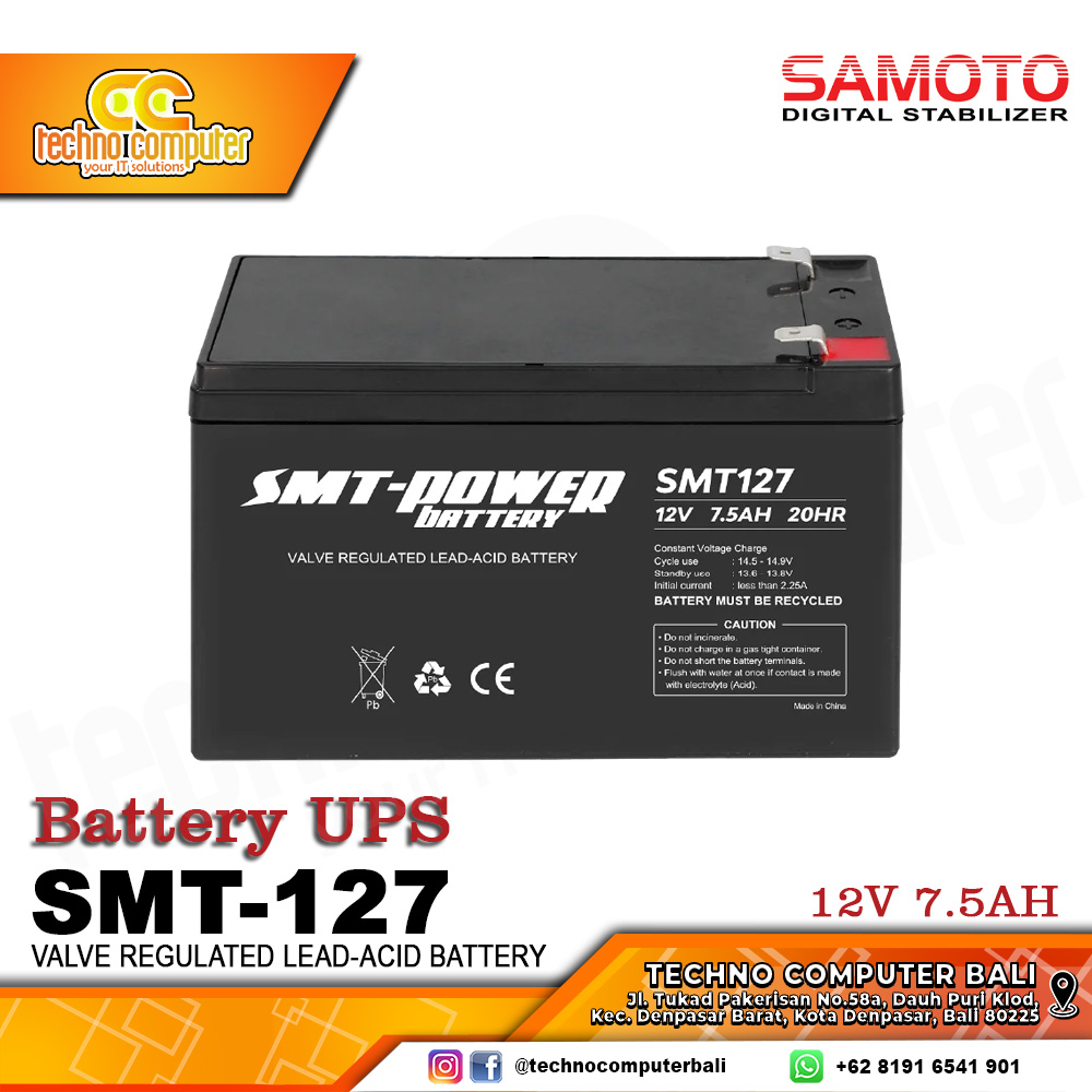 BATTERY UPS SAMOTO SMT-POWER SMT127 12V 7.5AH