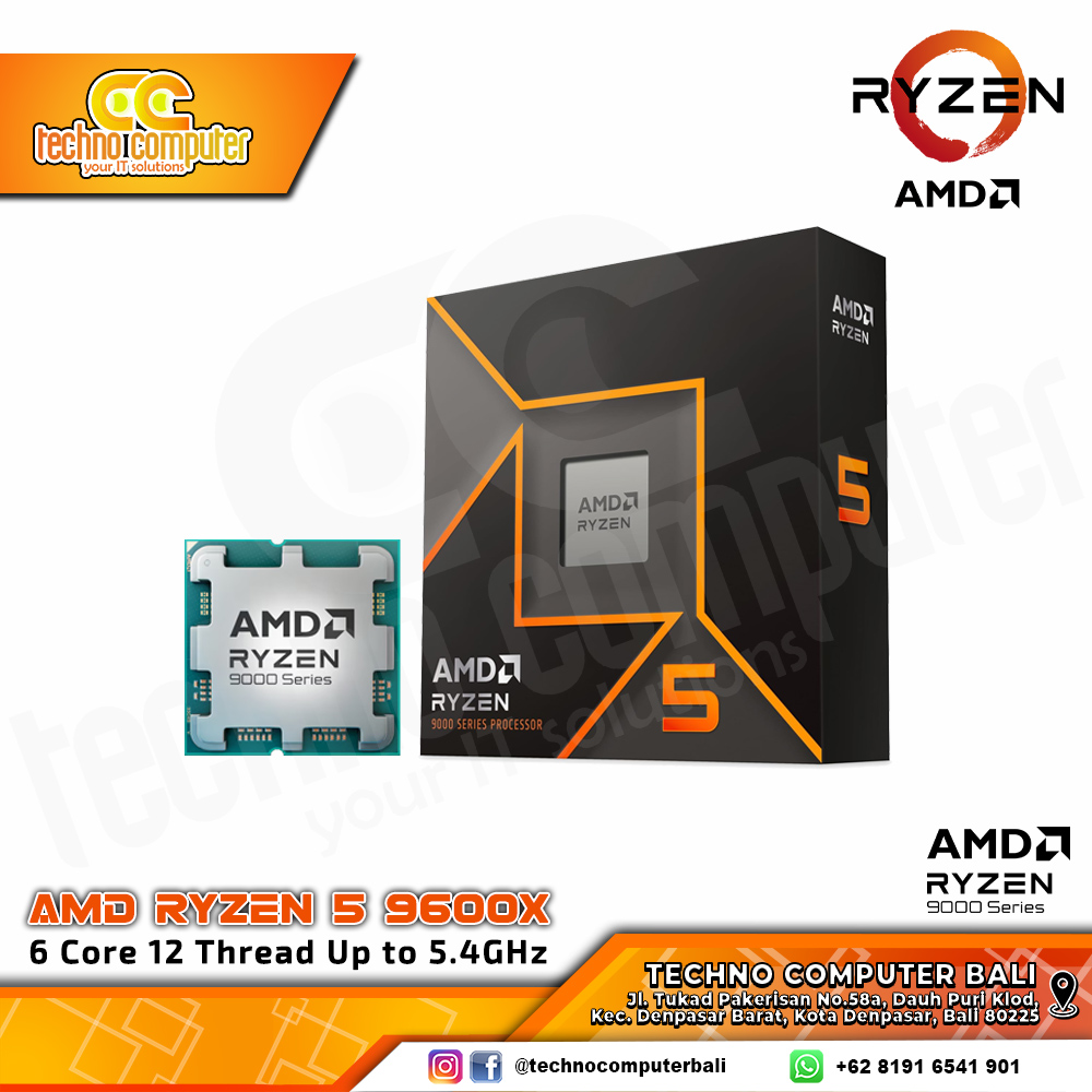 PROCESSOR AMD RYZEN 5 9600X - 6 Core 12 Thread Up to 5.4GHz - Socket AM5