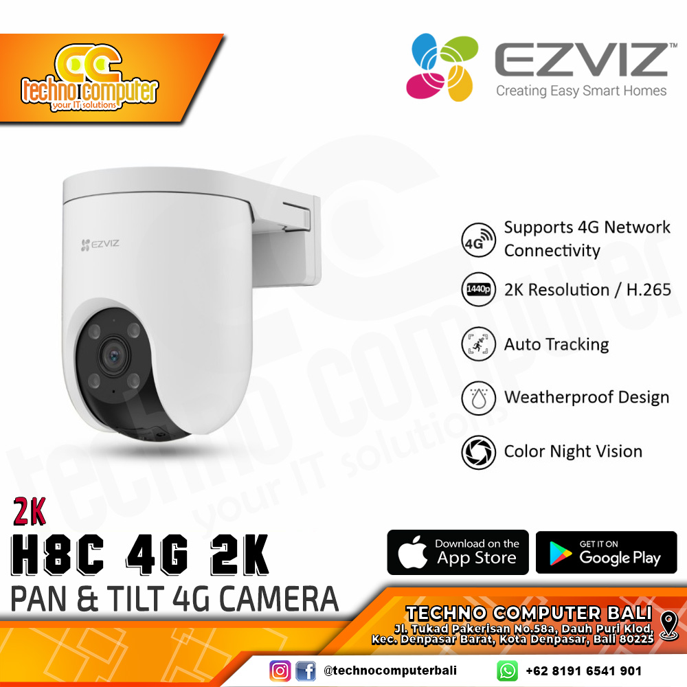 EZVIZ H8C 4G 2K OUTDOOR Smart Pan/Tilt 4G Camera CCTV
