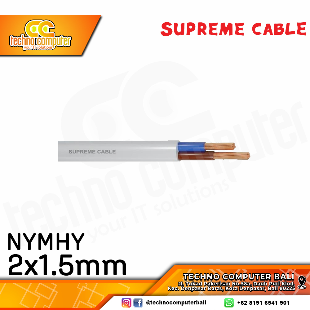 KABEL LISTRIK SUPREME NYMHY 2x1.5mm WHITE 