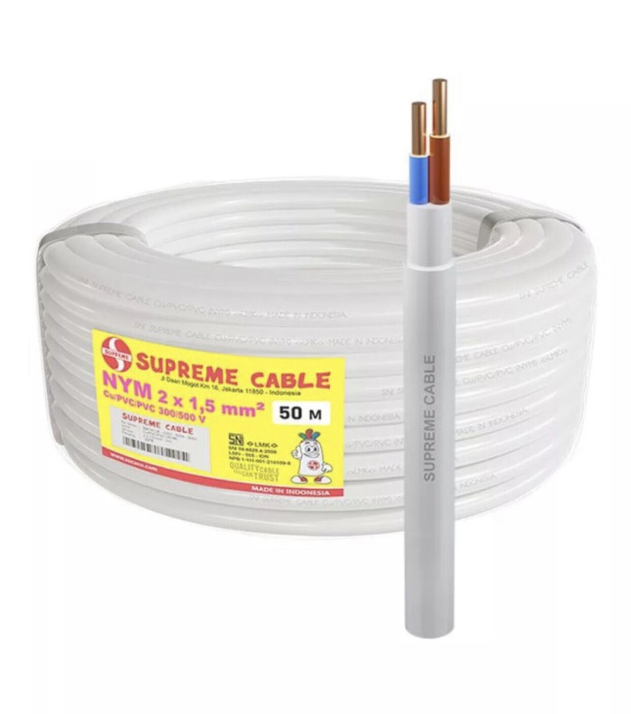 KABEL LISTRIK SUPREME NYM 2x1.5mm WHITE