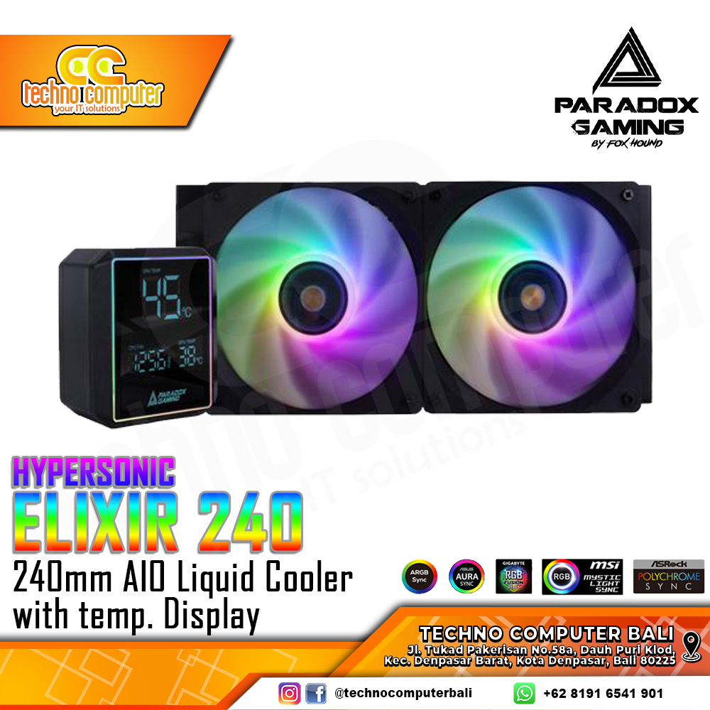 PARADOX GAMING HYPERSONIC ELIXIR 240 BLACK - CPU Cooler - 240mm AIO Liquid Cooler