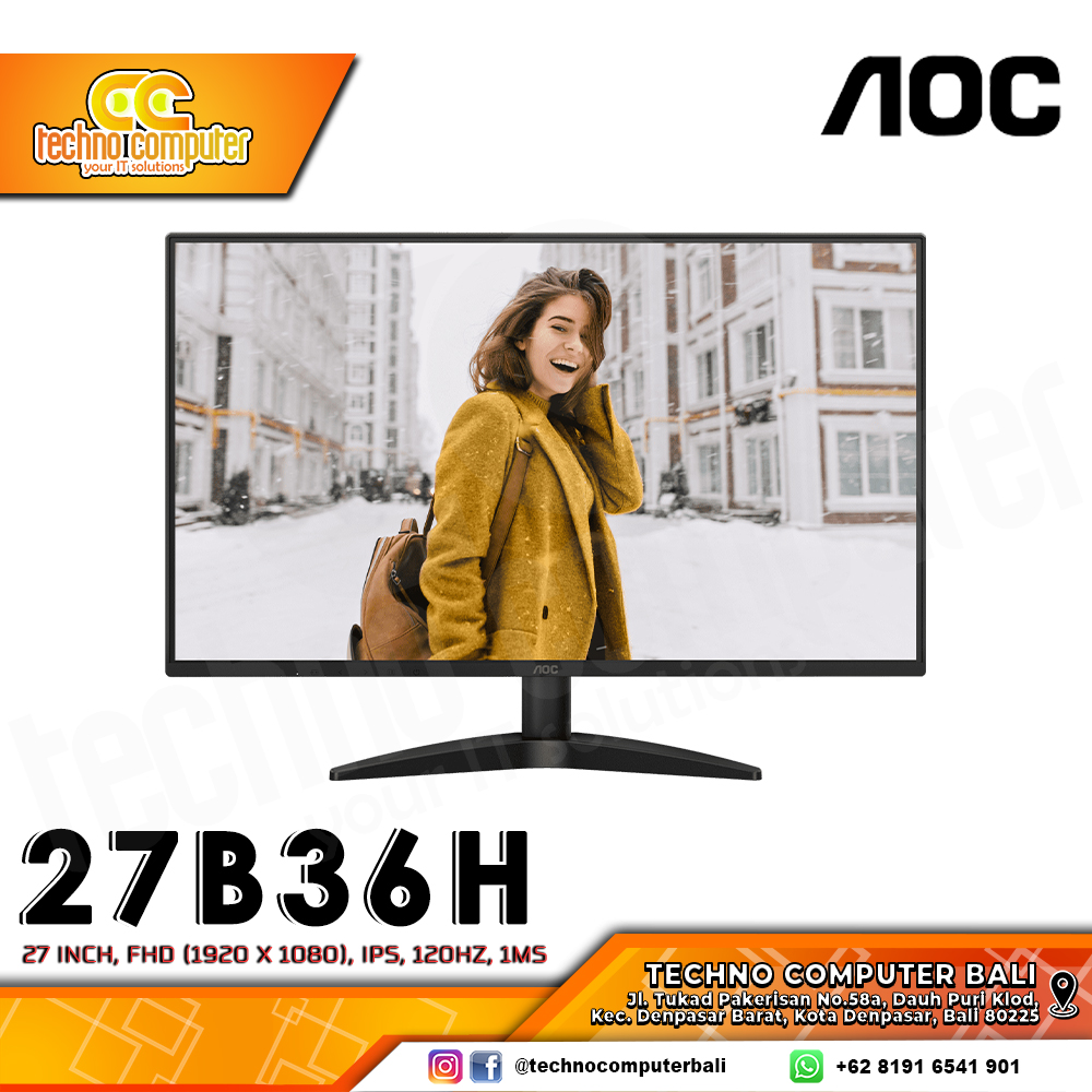 AOC 27B36H3/70 LED Monitor - 27 inch, FHD (1920 x 1080), IPS, 120Hz, 1ms