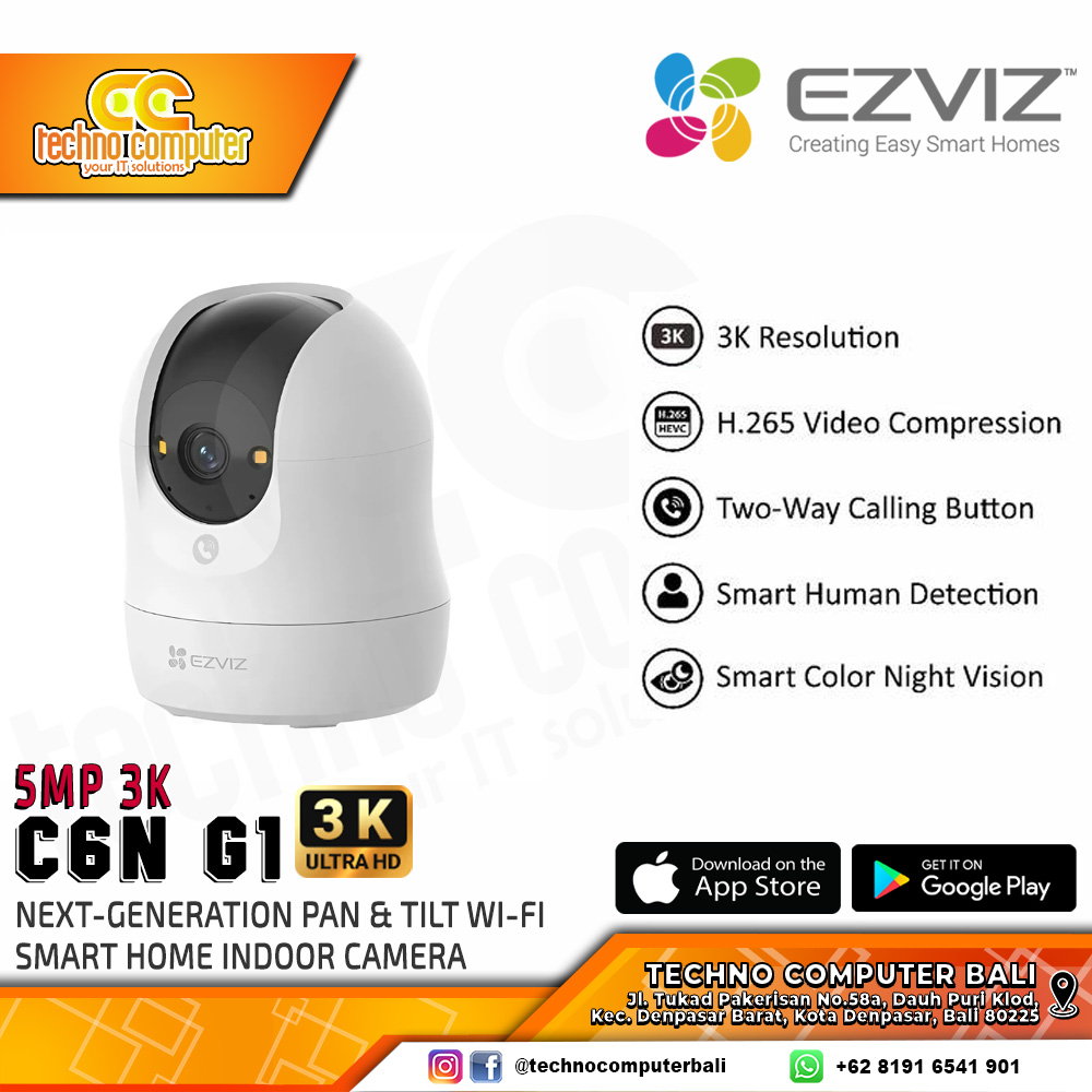 EZVIZ C6N G1 5MP 3K INDOOR Smart Wi-Fi Pan/Tilt Wi-Fi Smart Home Camera CCTV