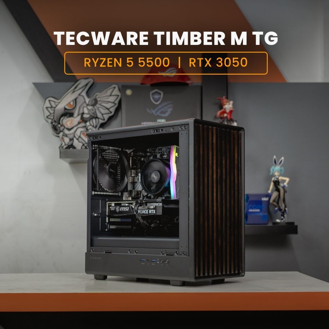 PC GAMING / RYZEN 5 5500 / MSI RTX 3050 8GB / TECWARE TIMBER M TG Black 