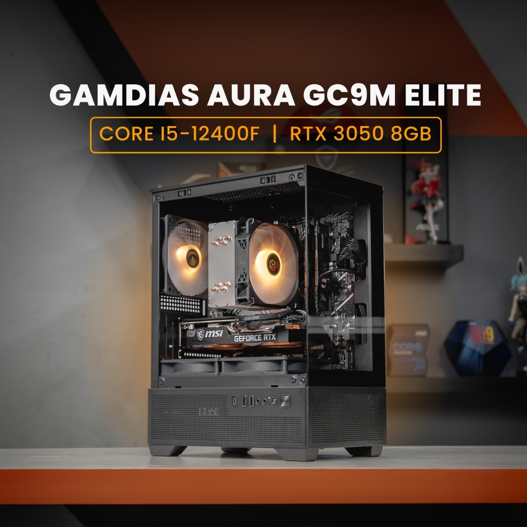 PC EDITING MULTIMEDIA / CORE I5-12400F / MSI RTX 3050 / GAMDIAS AURA GC9M ELITE ARGB Black