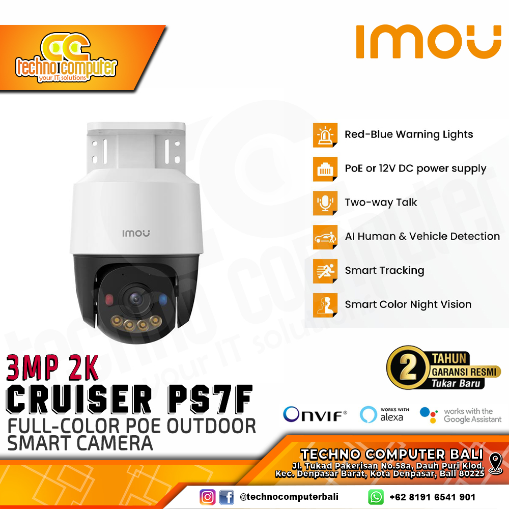 IMOU Cruiser PS7F PoE/DC12V 3MP 2K OUTDOOR Smart Pan/Tilt Network Camera CCTV