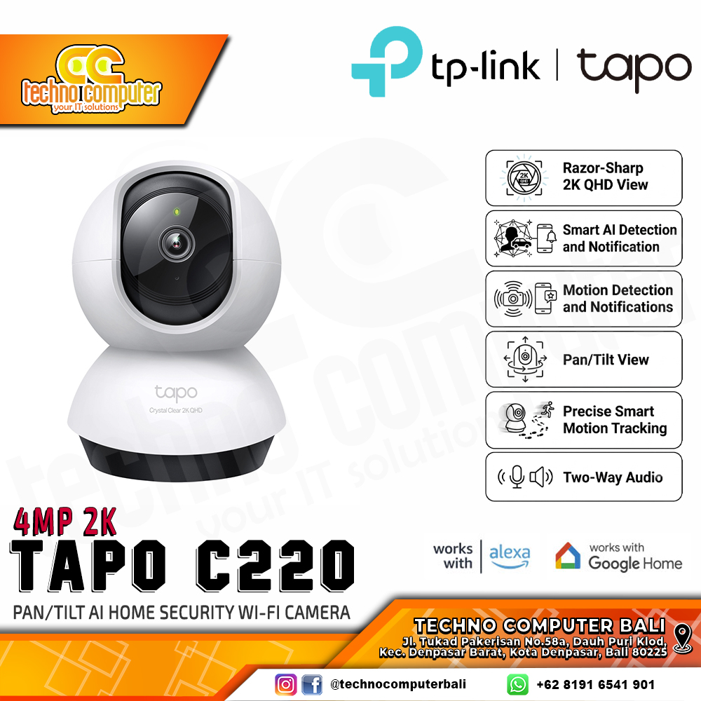 TP-Link Tapo C220 2K 4MP INDOOR Pan/Tilt Home Security Wi-Fi Camera CCTV