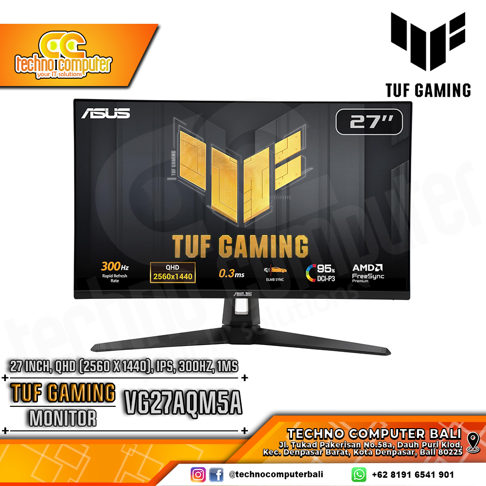 ASUS TUF GAMING VG27AQM5A Gaming Monitor - 27 inch, QHD (2560 x 1440), IPS, 300Hz, 1ms